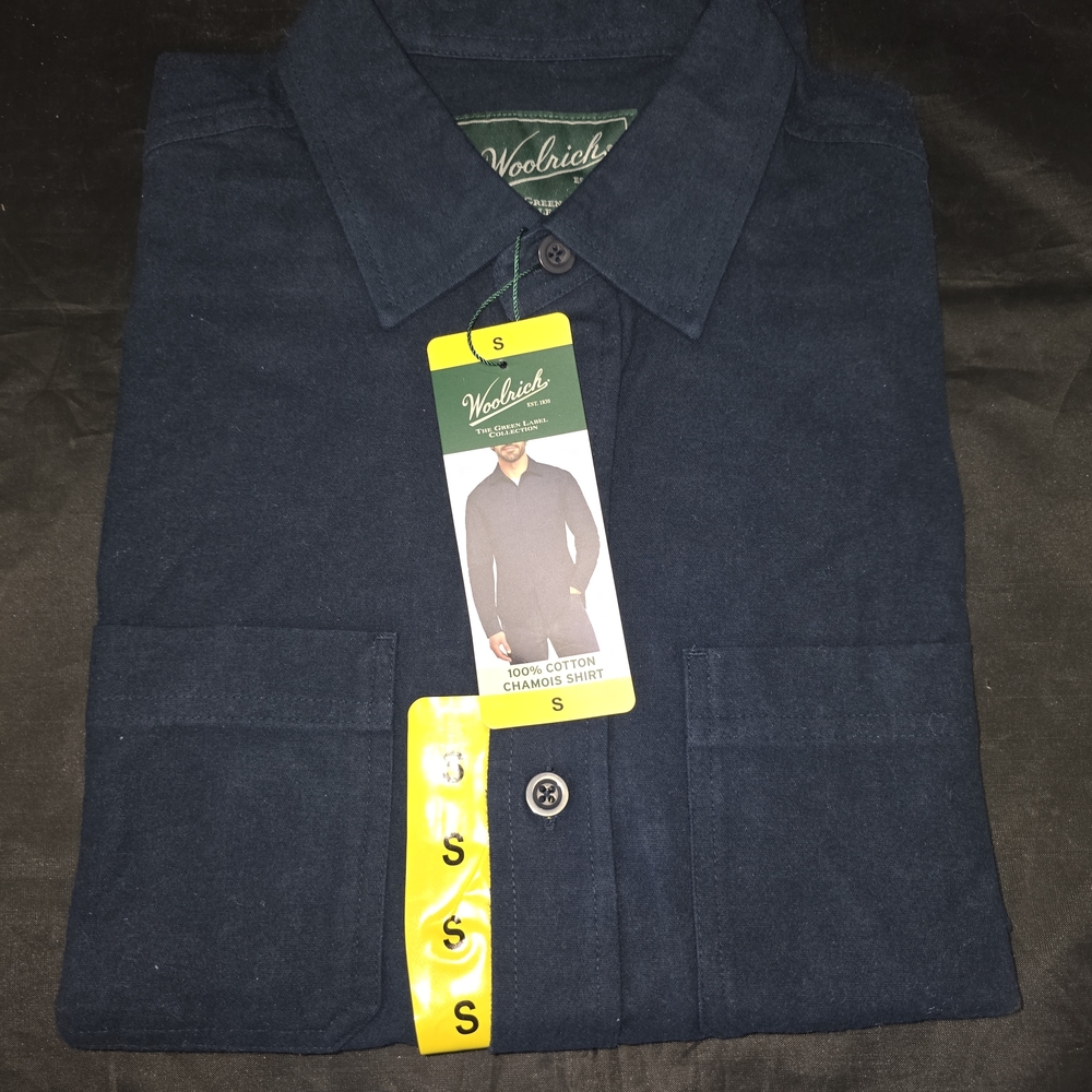 NEW Woolrich Men's 100% Cotton Chamois Button Front Shirt Size Small Blue NWT